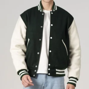 Dartmouth Green & White All-Wool Customizable Varsity Jacket