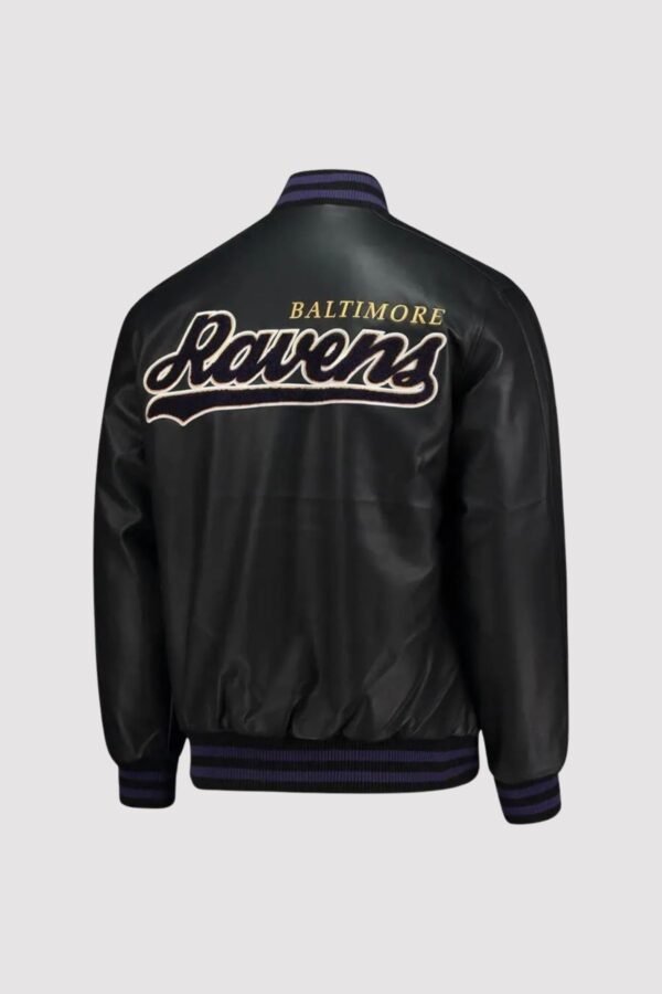 Baltimore Ravens Black Leather Bomber Jacket