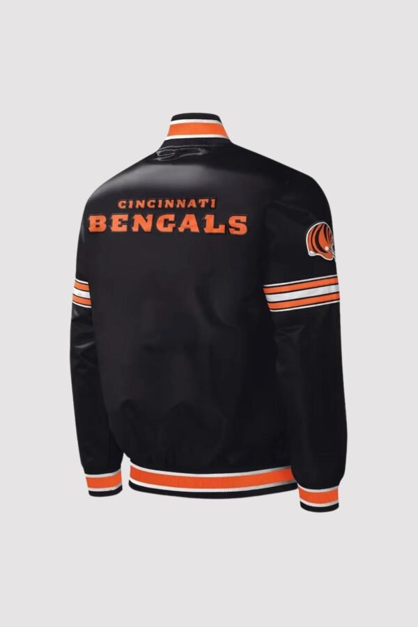 Cincinnati Bengals Midfield Black Satin Varsity Jacket