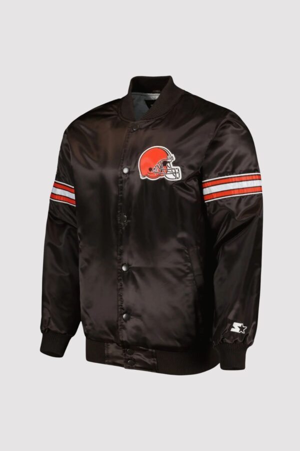 Cleveland Browns Starter Black The Pick and Roll Satin Varsity Jacket