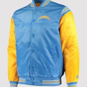 LA Chargers Light Blue and Yellow Satin Varsity Jacket