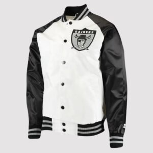 Las Vegas Raiders Clean Up Throwback Satin Varsity Jacket