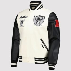 Las Vegas Raiders Retro Classic Cream And Black Varsity Jacket