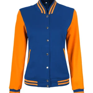 Women's Royal Blue and Yellow Varsity Jacket - Bomber Style