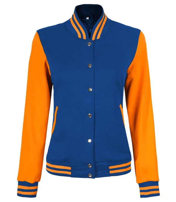 Women's Royal Blue and Yellow Varsity Jacket - Bomber Style