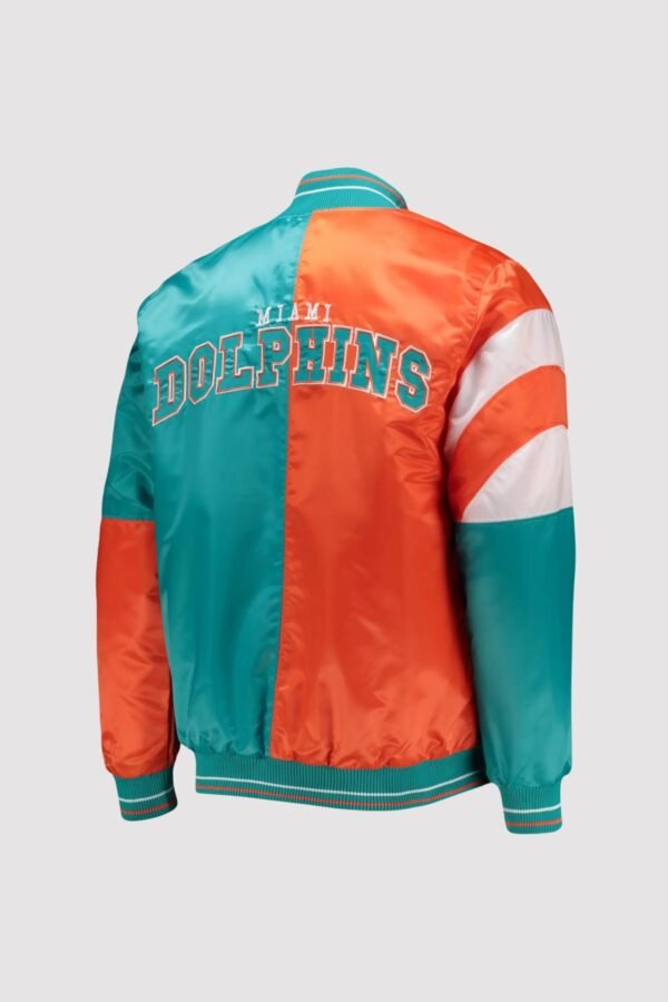 Miami Dolphins Aqua and Orange Satin Varsity Jacket