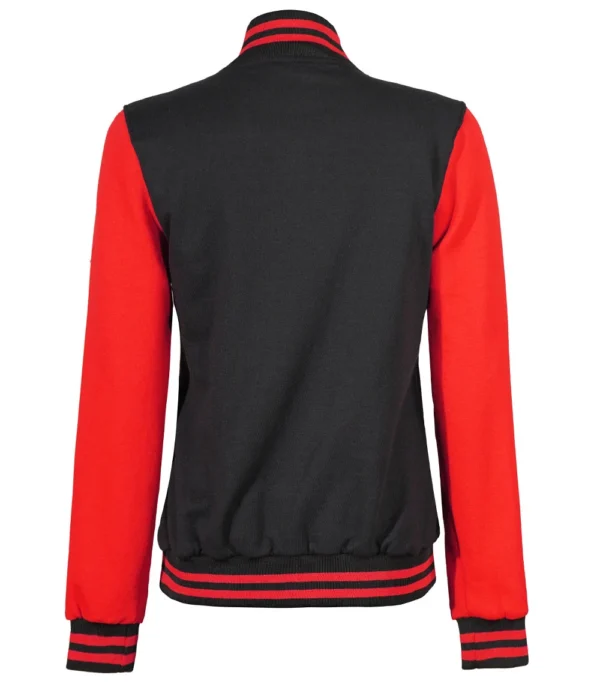 Women's Black and Red Varsity Jacket - Baseball Style - Image 3