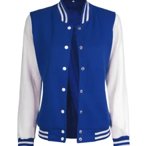 Women Royal Blue and White Varsity Jacket - Letterman Style