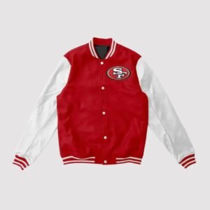 Throwback Warm Up Pitch San Francisco 49ers Satin Varsity Jacket