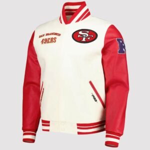 San Francisco 49ers Retro Classic Cream and Red Varsity Jacket