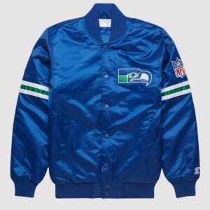 Seattle Seahawks Blue Satin Varsity Jacket