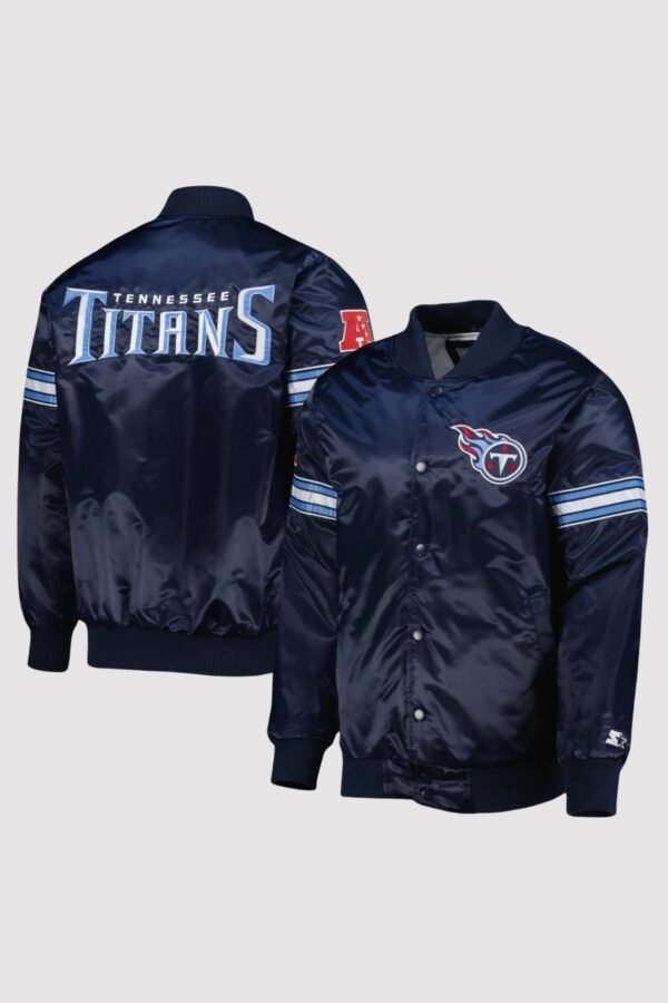 Tennessee Titans Team Players Satin Varsity Navy Jacket - Image 2