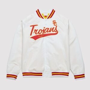 USC Trojans Lightweight White Satin Jacket