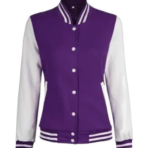 Women's Purple and White Varsity Jacket