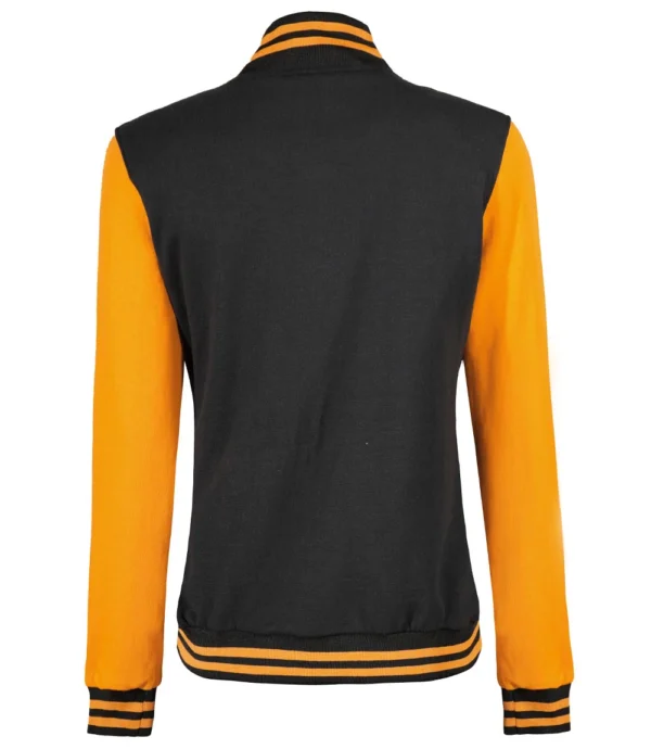 Women's Yellow and Black Varsity Jacket - Baseball Style